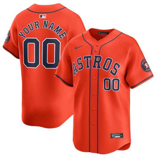 Mens Houston Astros Customized Orange 2024 Alternate Limited Stitched Baseball Jersey